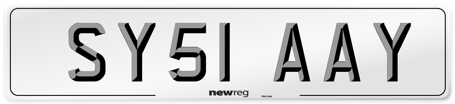 SY51 AAY Number Plate from New Reg
